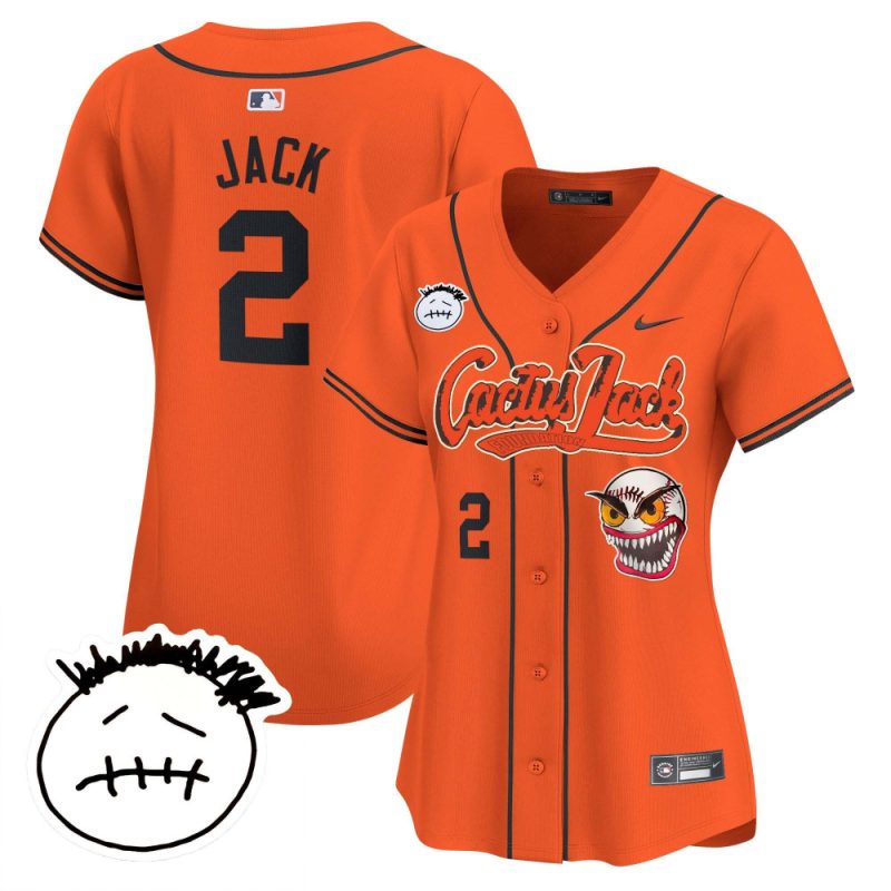 jack 2 houston astros cactus jack patch v3 women jersey orange