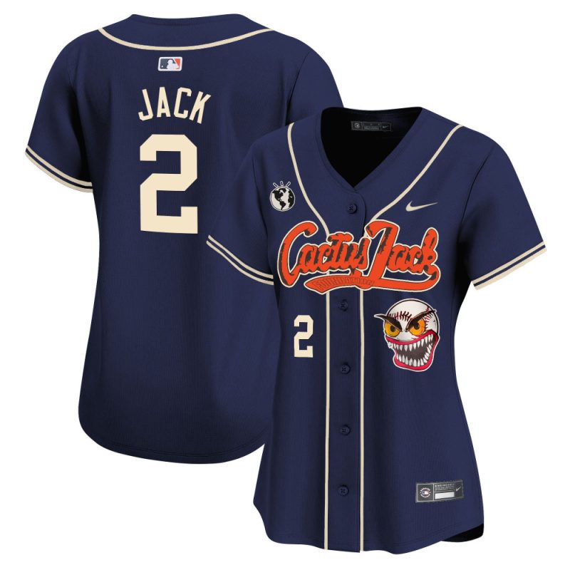 jack 2 houston astros cactus jack patch women jersey navy