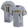 jackson chourio 11 milwaukee brewers away limited men jersey gray