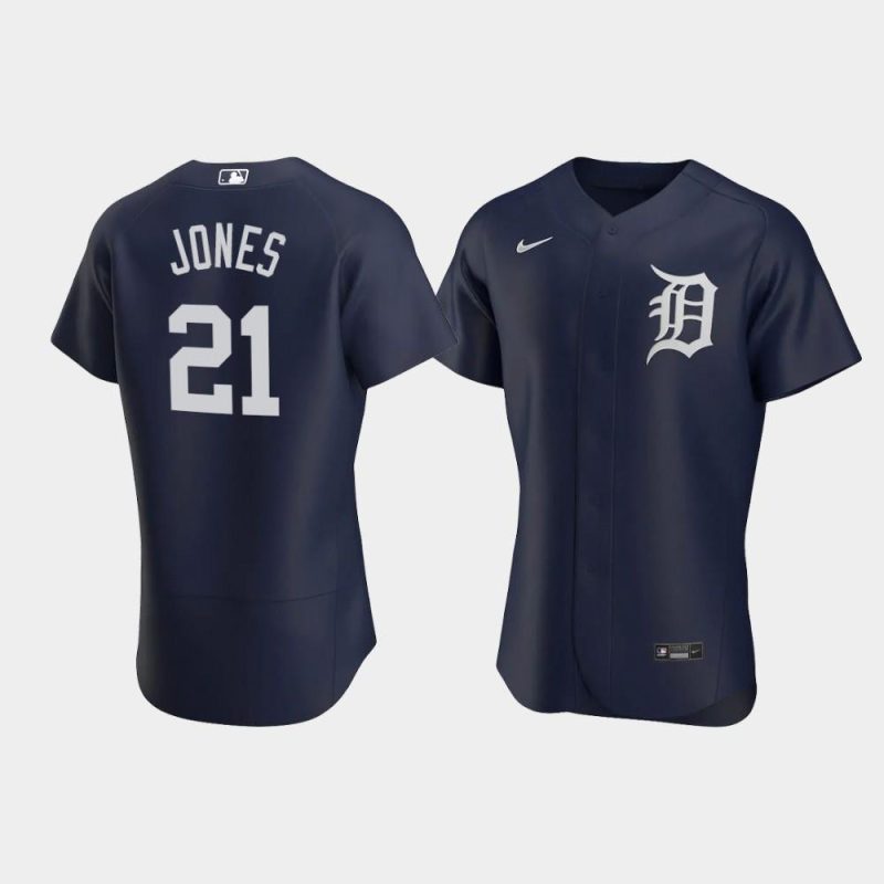 jacoby jones 21 detroit tigers team logo navy alternate jersey jersey