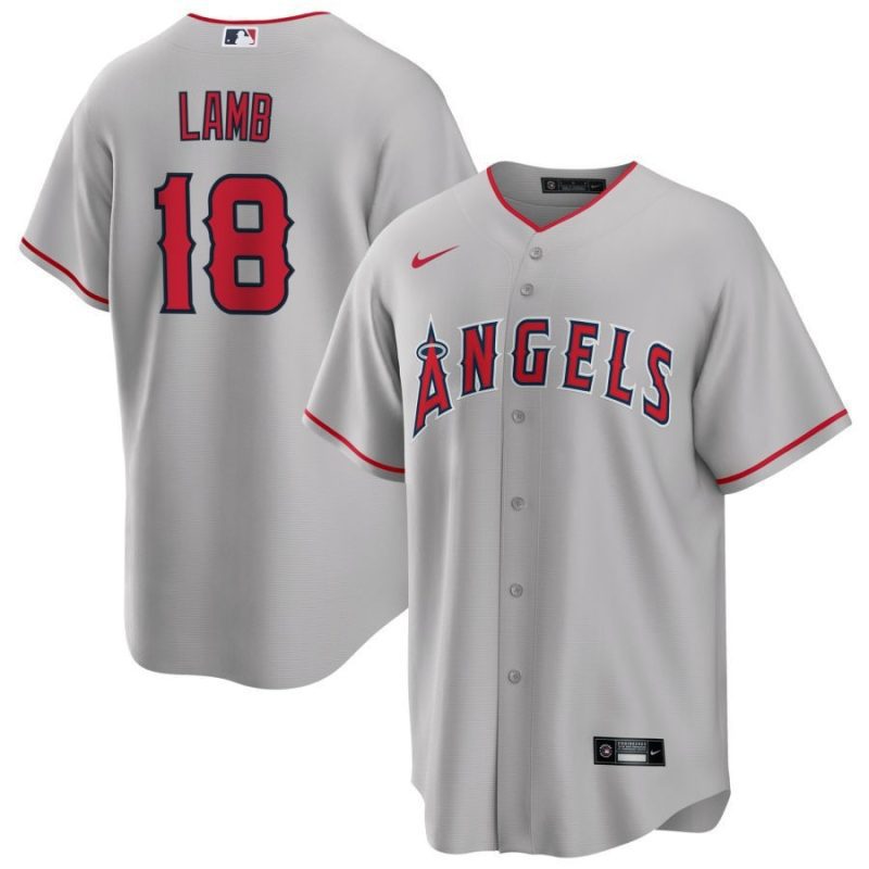 jake lamb 18 los angeles angels gray road jersey men gray