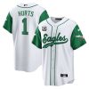 jalen hurts 1 philadelphia eagles baseball men jersey kelly sleevers