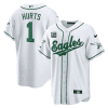 jalen hurts 1 philadelphia eagles baseball men jersey white