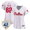 jason kelce 62 philadelphia phillies 2024 jackie robinson patch women jersey white