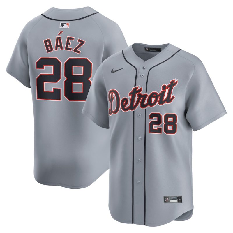 javier baez 28 detroit tigers road limited men jersey gray