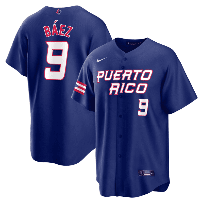 javier baez 9 puerto rico 2023 world baseball classic baseball men jersey royal