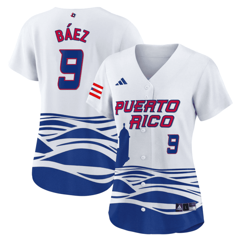 javier baez 9 puerto rico 2023 world baseball classic baseball women jersey white