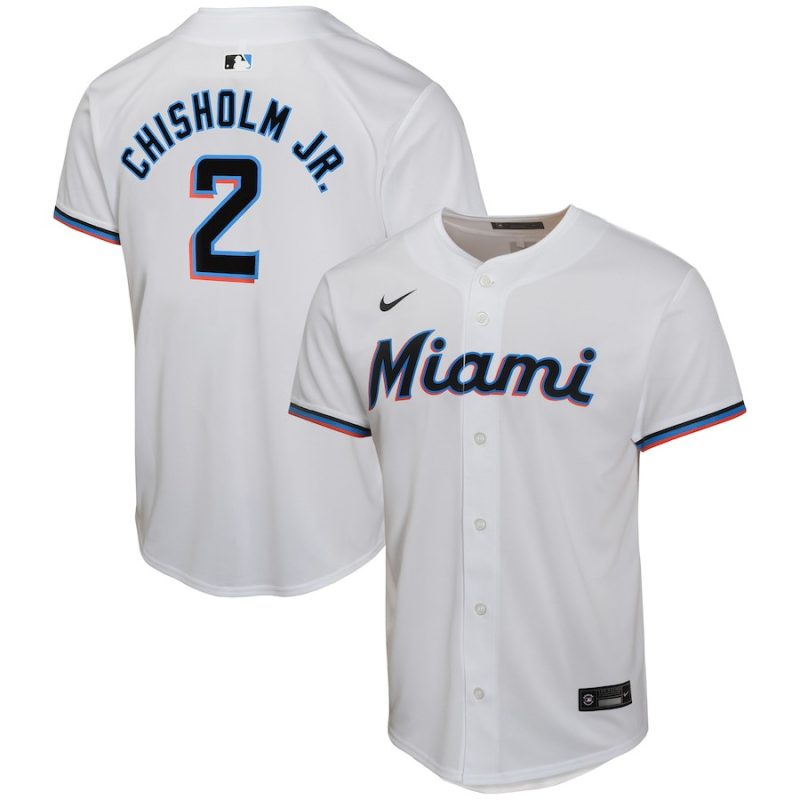 jazz chisholm jr 2 miami marlins home game youth jersey white