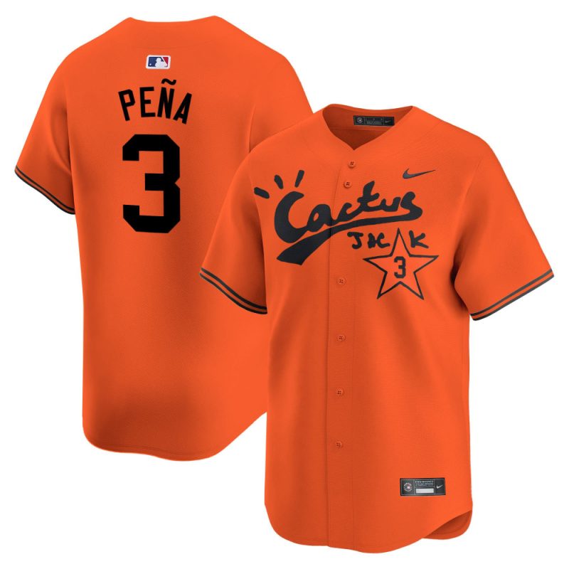 jeremy pena 3 houston astros cactus jack men jersey orange