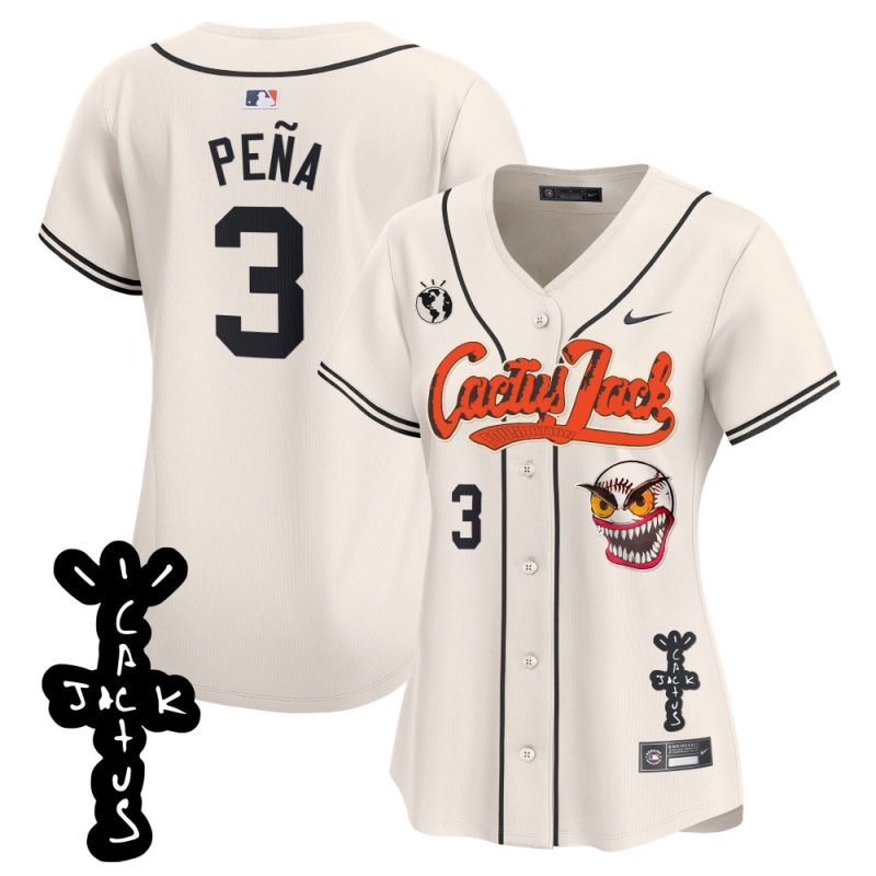 jeremy pena 3 houston astros cactus jack patch v2 women jersey cream