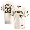 jesse winker 33 milwaukee brewers home limited player men jersey cream