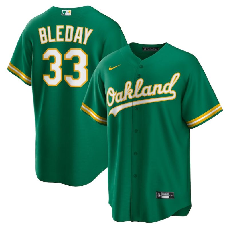 jj bleday 33 oakland athletics alternate team men jersey kelly green