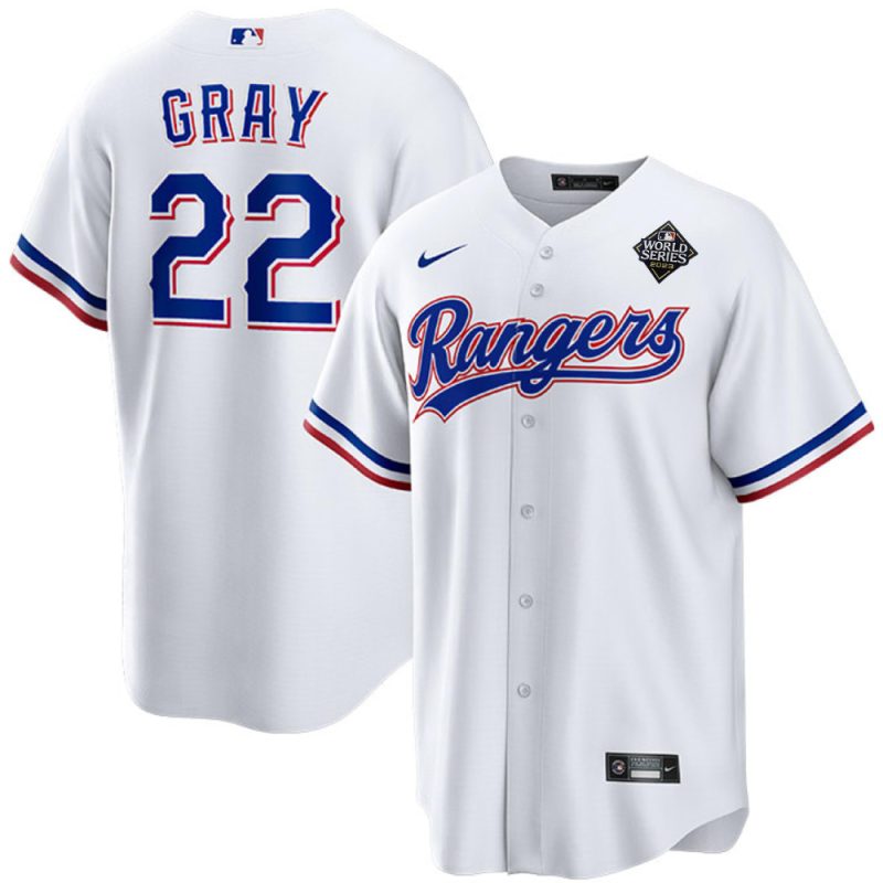 jon gray 22 texas rangers 2023 world series stitched baseball jersey white