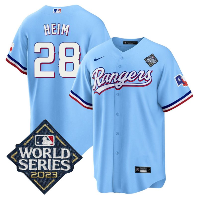 jonah heim 28 texas rangers 2023 world series stitched baseball jersey blue