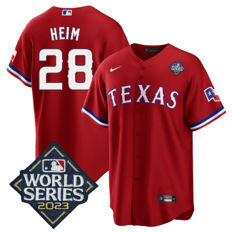 jonah heim 28 texas rangers 2023 world series stitched baseball jersey red