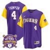 jordan thompson 4 lsu tigers 2023 color sleeves champions baseball men jersey purple sleeves