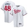 jorge lopez 48 minnesota twins team logo home men jersey white