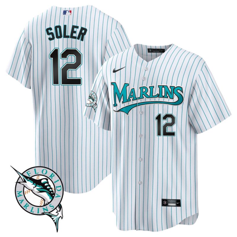 jorge soler 12 miami marlins throwback men jersey white