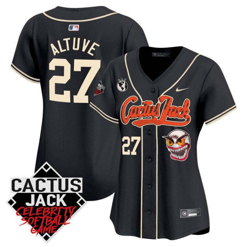 jose altuve 27 houston astros cactus jack celebrity softball game patch women jersey black