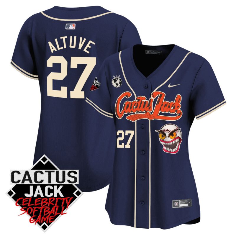 jose altuve 27 houston astros cactus jack celebrity softball game patch women jersey navy