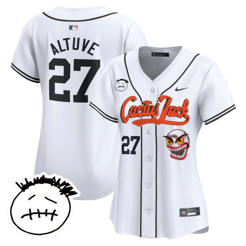 jose altuve 27 houston astros cactus jack patch v3 women jersey white