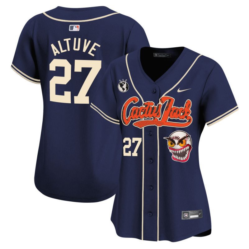 jose altuve 27 houston astros cactus jack patch women jersey navy