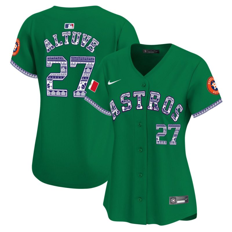 jose altuve 27 houston astros mexico women jersey green