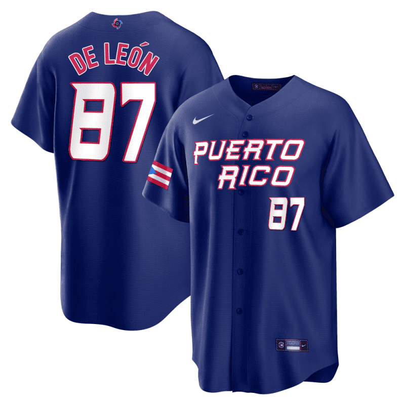 jose de leon 87 puerto rico 2023 world baseball classic baseball men jersey royal