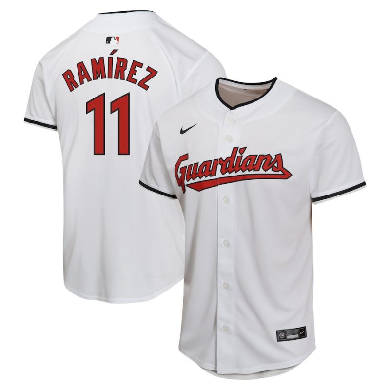 jose ramirez cleveland 11 guardians home game player youth jersey white