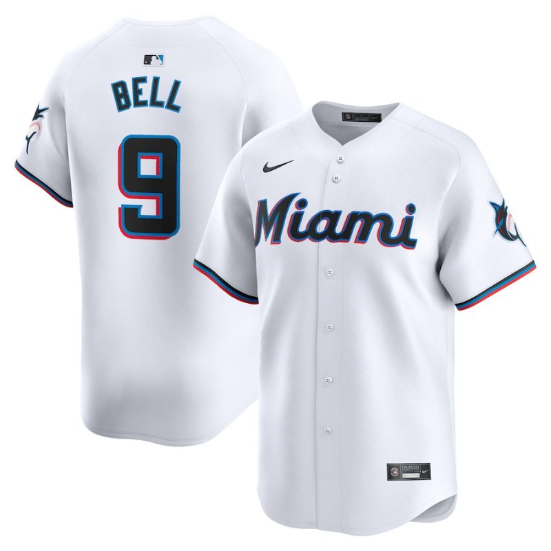 josh bell 9 miami marlins home limited player men jersey white