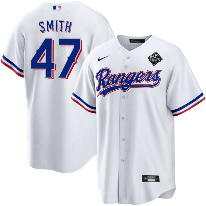 josh smith 47 texas rangers 2023 world series stitched baseball jersey white