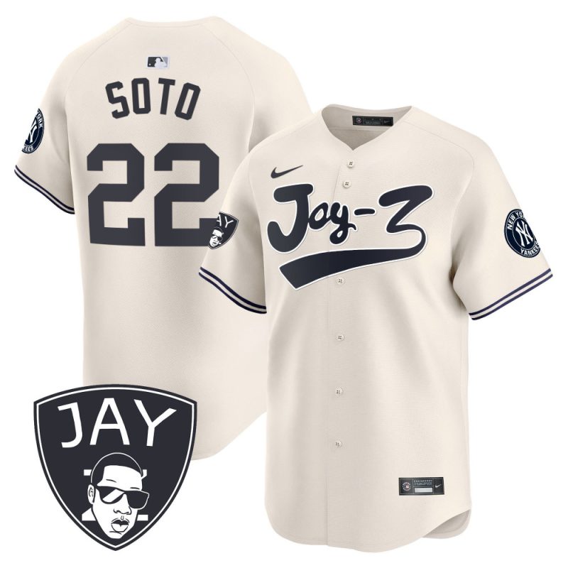 juan soto 22 new york yankees jay z men jersey cream