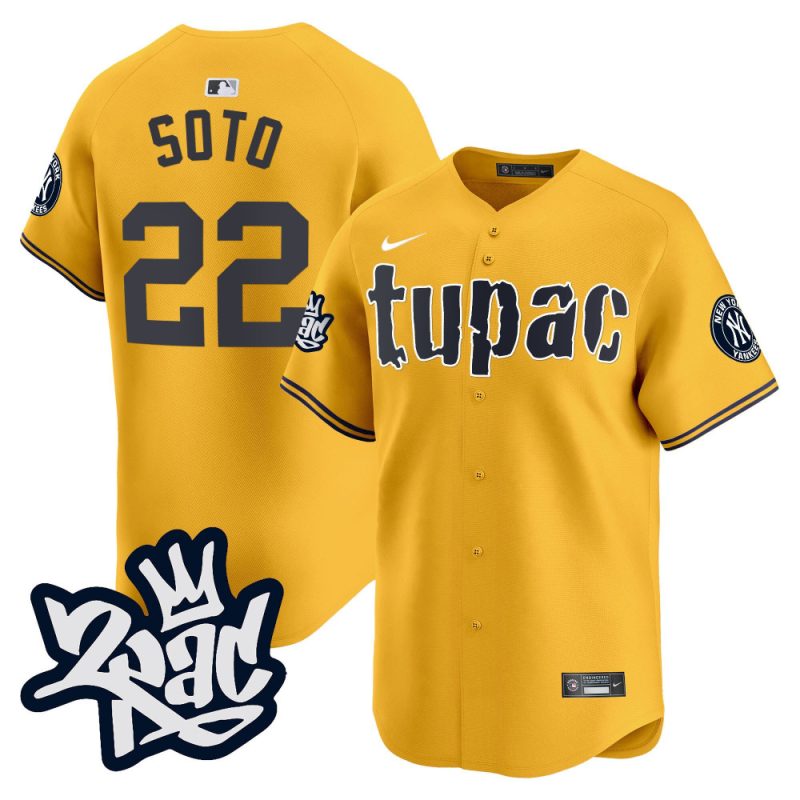 juan soto 22 new york yankees tupac shakur men jersey gold