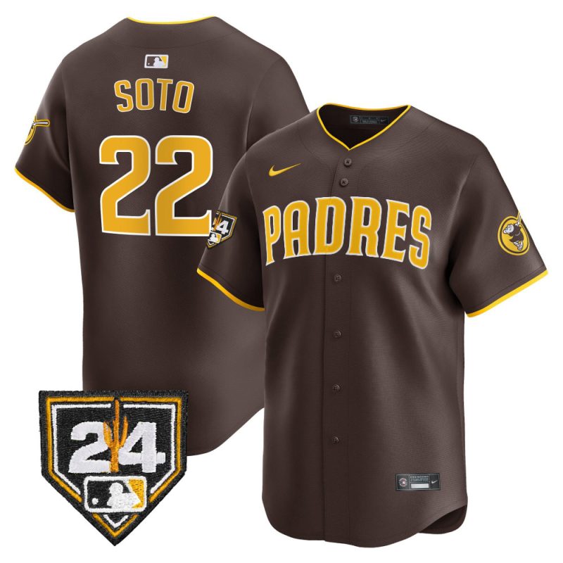 juan soto 22 san diego padres 2024 spring training men jersey brown