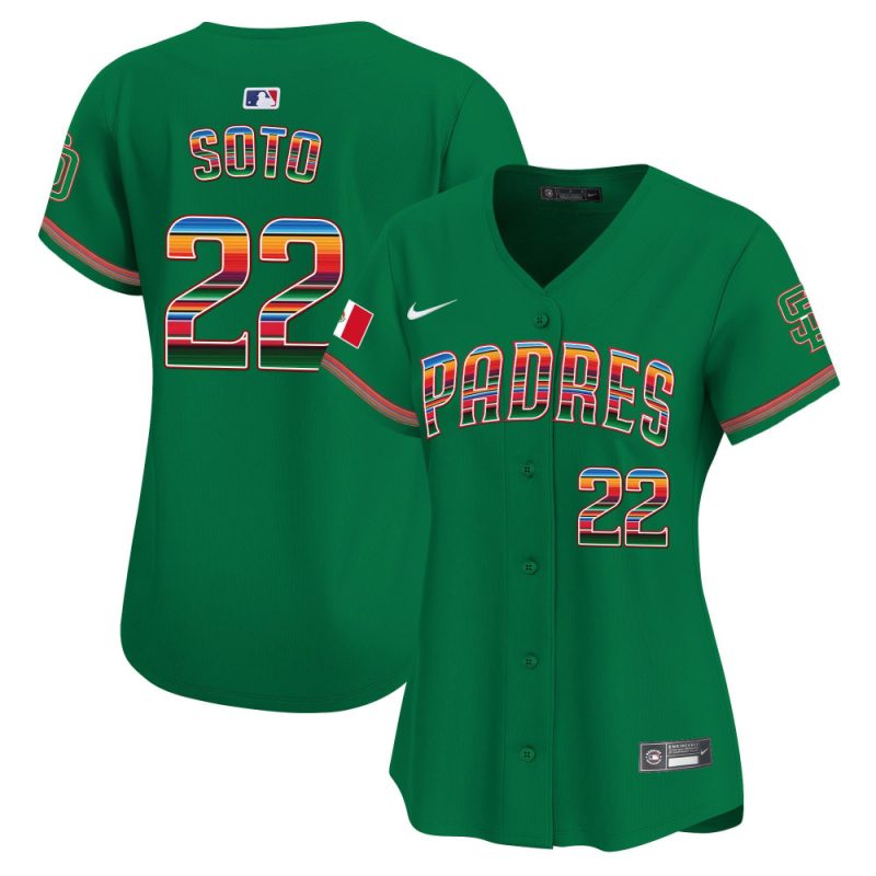 juan soto 22 san diego padres mexico women jersey green