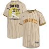 juan soto 22 san diego padres signed hit 2023 alternate player youth jersey sand brown