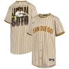 juan soto 22 san diego padres signed posture 2023 alternate player youth jersey sand brown