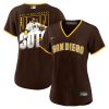 juan soto 22 san diego padres signed posture 2023 road player women jersey brown