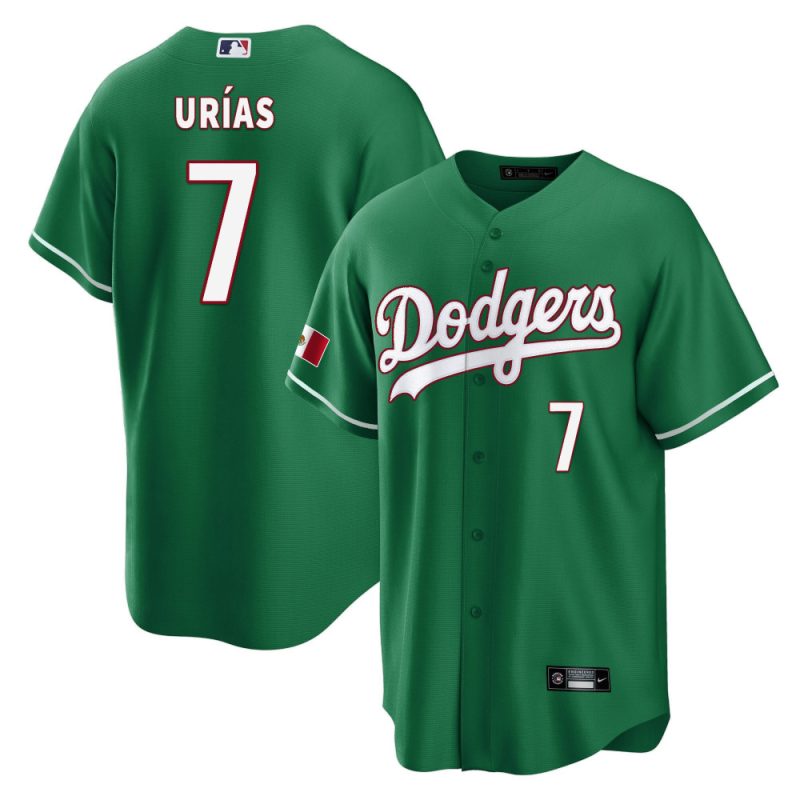 julio urias 7 los angeles dodgers mexico baseball men jersey green