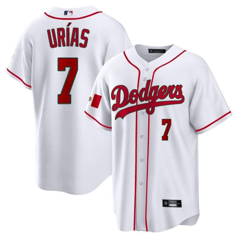 julio urias 7 los angeles dodgers mexico baseball men jersey white