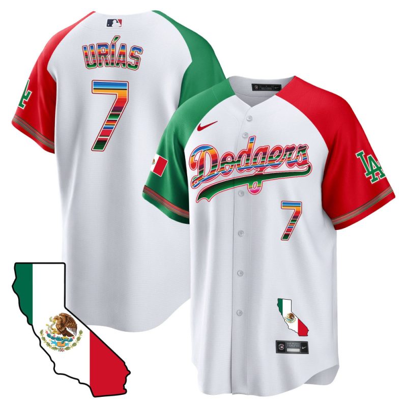 julio urias 7 los angeles dodgers mexico california map baseball men jersey alternate