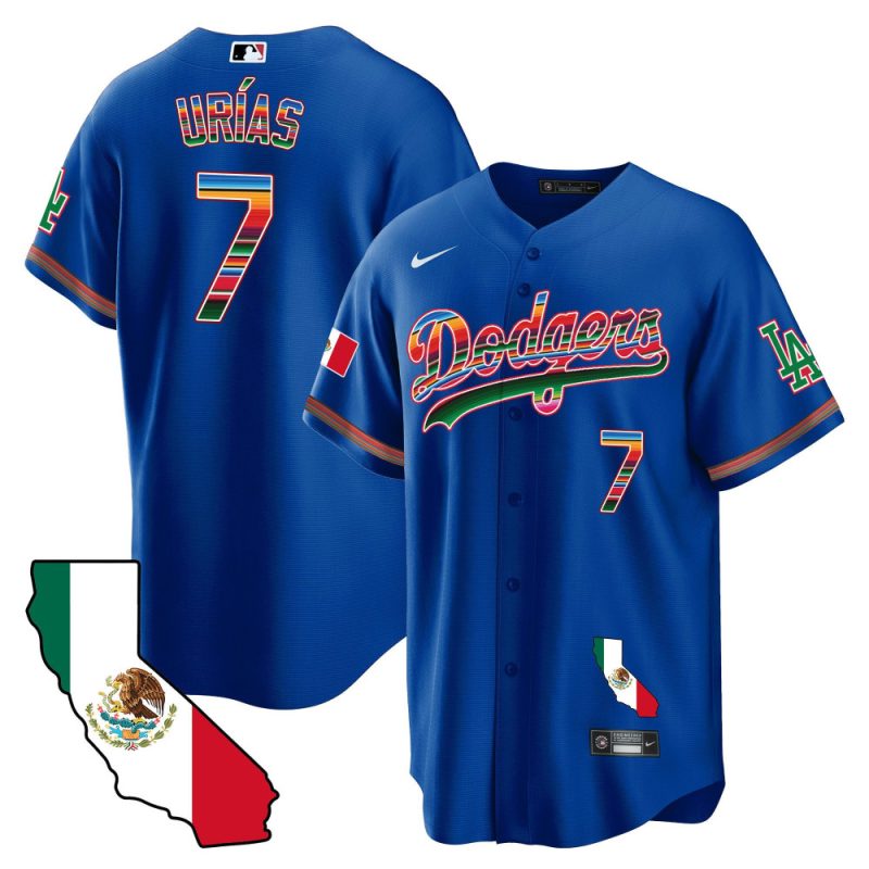 julio urias 7 los angeles dodgers mexico california map baseball men jersey royal