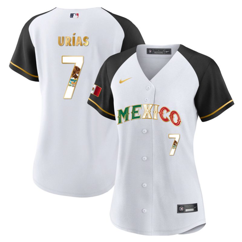 julio urias 7 mexico 2023 flag baseball jersey alternate