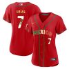 julio urias 7 mexico 2023 flag baseball jersey red gold