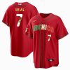 julio urias 7 mexico 2023 flag baseball men jersey red gold