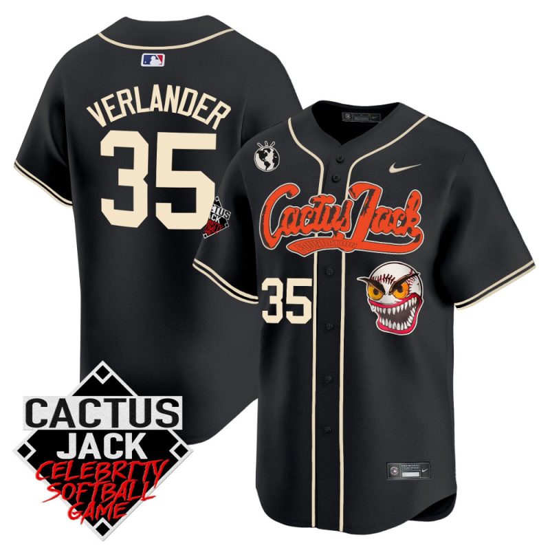 justin verlander 35 houston astros cactus jack celebrity softball game patch men jersey black