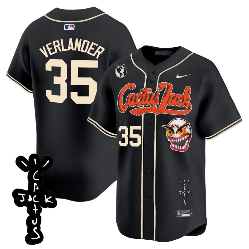 justin verlander 35 houston astros cactus jack patch v2 men jersey black