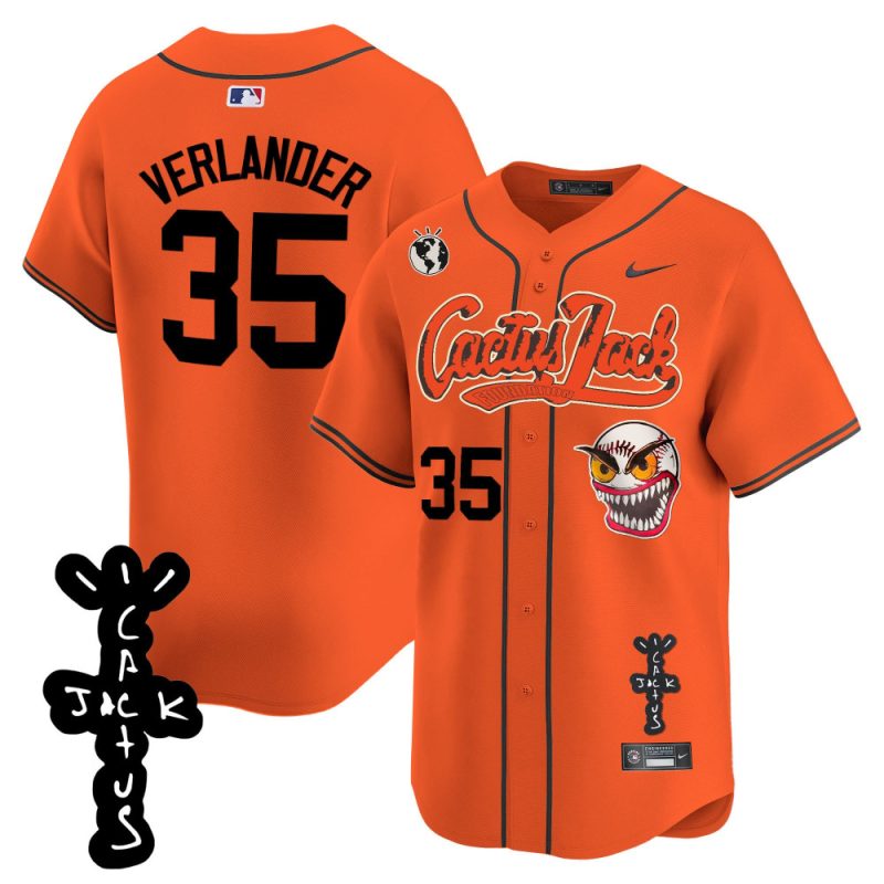 justin verlander 35 houston astros cactus jack patch v2 men jersey orange