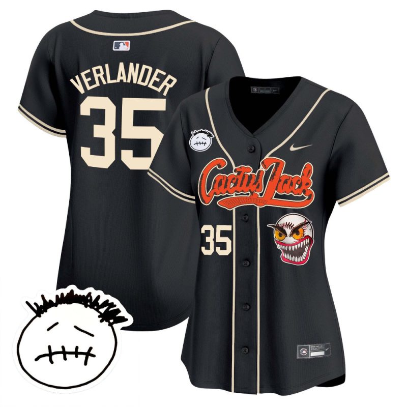 justin verlander 35 houston astros cactus jack patch v3 women jersey black