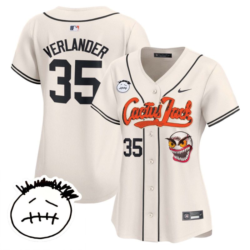 justin verlander 35 houston astros cactus jack patch v3 women jersey cream